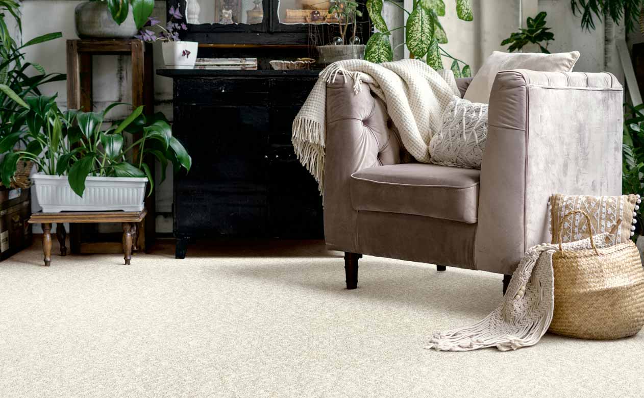 Neutral carpet in a modern living room